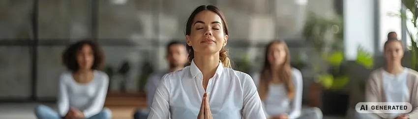 Business Frauen beim Yoga - KI generiert