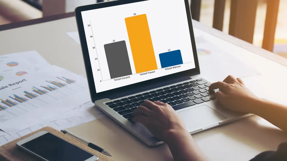 Laptop mit Grafik zu Teilzeit