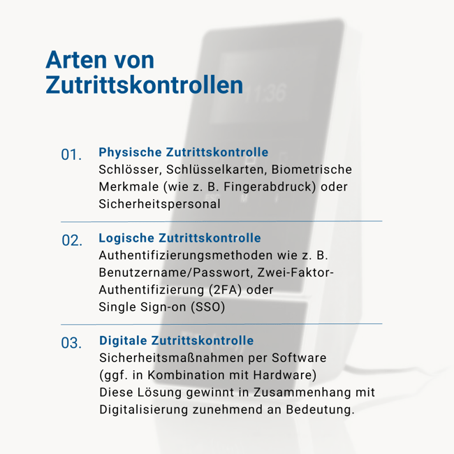 Arten von Zutrittskontrollen