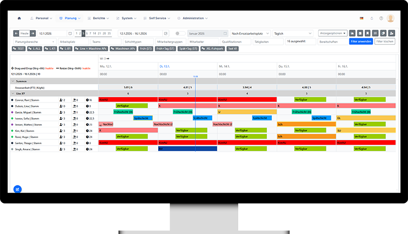 Screenshot Abwesenheiten in WFM One